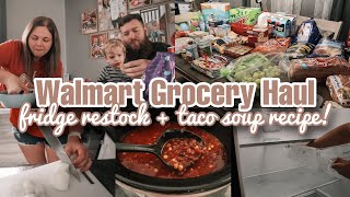 New Walmart Grocery Haul | Fridge Restock + EASY Dump and Go Taco Soup Crockpot Recipe | Fall 2023