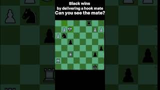 Black wins by delivering a hook mate! - Can you see the mate? #shorts  #chess