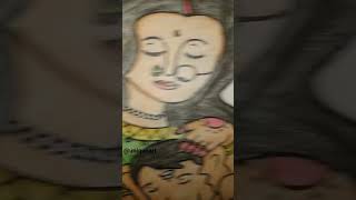 ||MAA✨ PARVATI AND BABY GANESHA😍 DRAWING WITH PENCIL COLOUR ||UNIQUE ART|| #shorts #viral #subscribe