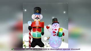 2.4M Inflatable Christmas Giant Nutcracker Soldier And Snowman Built-in LED Lights Indoor  Review