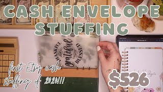 $526 Cash Envelope Stuffing | First Etsy Paycheck of 2024 | 24 Year Old Budgets