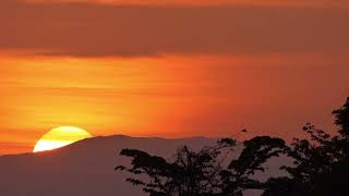 山に沈む夕日、７倍速です。