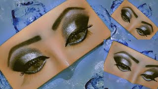 5 Minutes silver and black Smokey Eyes tutorial || #makeuptutorial