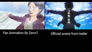 MAPPA vs Fan - Animation ll Attack On Titan Eren s' Freedom Scene season 4 part 3