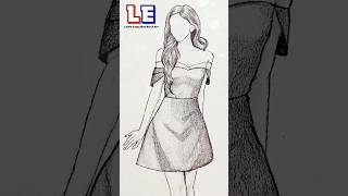 Stylish Dress Girl Drawing | Sketch of Girl Wearing Stylish Dress | Girl Drawing Easy #shorts #FYP