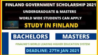 Finland Government Schlorship 2021 for international students | Bs Ms Schlorship Fully funded ||