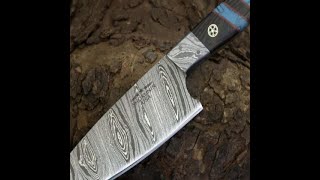 Solstice Damascus Chef Knife with Exotic Wenge Wood & Turquoise Handle