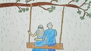 How to draw easy love couple drawing with rain #easydrawing #drawingideas #stepbystep#viralvideo#art