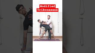 Modified Trikonasana For Beginners Using Chair by Sagar sir #shorts #viral #yoga #yogansh