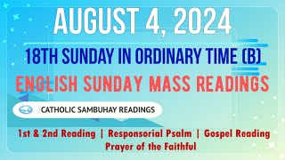 4 August 2024 English Sunday Mass Readings | 18th Sunday in Ordinary Time (B)