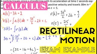 Rectilinear Motion - Calculus (in depth example) - Displacement, Velocity & Acceleration