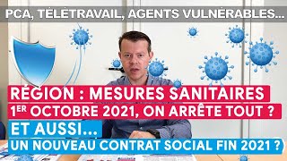 Mesures sanitaires : l'organisation du Conseil régional au 1er octobre 2021. La CDS du 22 septembre.