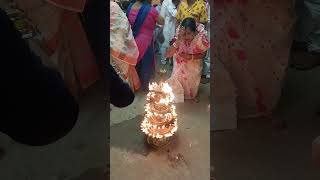 সন্ধিপূজা আর ১০৮ প্রদীপ জ্বালানো। Durga Puja lightning of 108  Pradip.