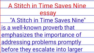 a stitch in time saves nine essay| essay on a stitch in time saves nine