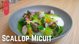 Scallop Mi Cuit and Cold Salad Soup | Citrus Soup with Cucumber Juice