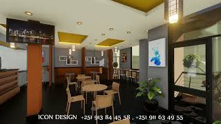 small modern cafe design and build project, program-stair, lobby, kitchen, sitting area and terrace