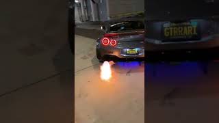 Flamethrower Nissan R35 GTR! #gtr #r35 #flamethrower #skylinegtr #shorts