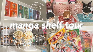 🍡 manga shelf tour - aesthetic room decor, organizing manga, new shelf [+ genshin collection🧸]