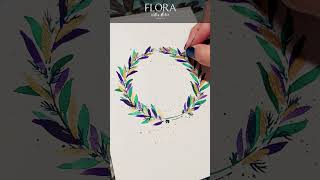 How to Paint a Green Leaves Wreath: Easy Watercolor Greenery Circle Tutorial Wheel |Beginners