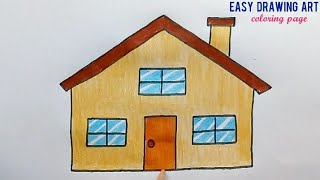 how to draw easy & beautiful House || home coloring page for kids