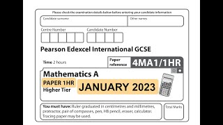 IGCSE Mathematics January 2023   4MA1/1HR