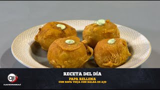 Papa rellena con ropa vieja en salsa de ajo | Ají