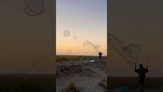 Beautiful sunset with bubbles at Seaside Oregon