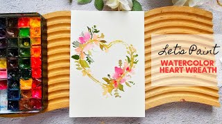 Dainty Watercolor Heart Wreath 🩷