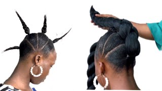 *PROTECTIVE STYLE* TWISTED+BRAIDED UPDO. EASY AND QUICK UPDO. #protectivestyle