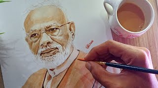 pm Narendra Modi drawing with tea  #shorts #youtubeshorts #art #viral