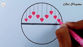 Circle Drawing - Pink Heart Beautiful Drawing - Drawing Sketch Colour Pen - Easy Drawing 💖