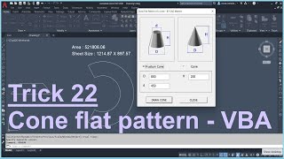 Trick 22 - Let AutoCAD draws Cone Flat Pattern | VBA  ترك -22  دع الاوتوكاد يرسم افرادي المخروط