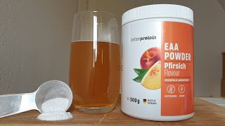 Betterprotein EAA Test (Pfirsich) | Guter Geschmack & Preis, aber mit viel Zucker.