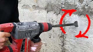 Making holes in concrete using an sds plus spatula attachment