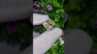 Radiant Cut Halo Yellow Diamond Engagement Ring