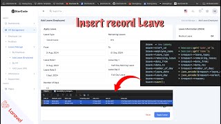 Insert record apply leave to database Laravel 11 | HR Management