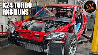 K24 Turbo Mazda RX8 runs. Dynotorque Track Car Build - Part 4