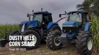 Dusty Hills Cutting Cornsilage 2021 Ford/Newholland tractors