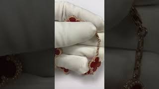 Copy 18K Real Gold VCA Carnelian Bracelet 5 Motifs