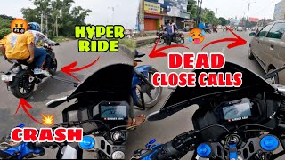 City Hyper Ride 🥵 Dead Close Calls 🤬Full throttle Traffic Ride #race #hyper #reaction