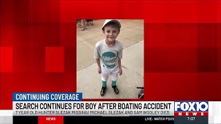 Search continues for boy after boating accident