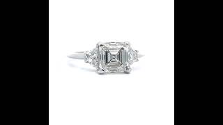 2.61 Carat Asscher & Trapezoid Cut Diamond Three-Stone Ring in 14k White Gold Ring w/ IGI Report