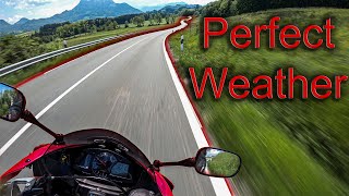 Riding a Honda CBR 600 RR on a beautiful sunny day