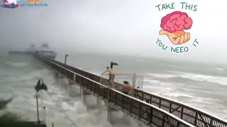 Jumping from Ft Myers Beach Pier Hours Before Hurricane Ian Destroys It