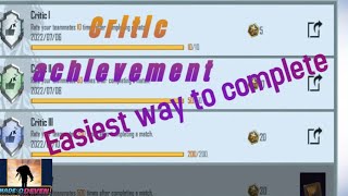 Easy way to complete critic achievement in PUBG Mobile || Critic Achievement