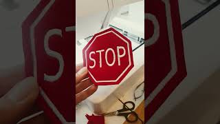 Making a stop sign with my Janome memory craft embroidery machine. #embroidery #embr#