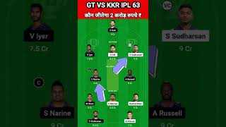 GT vs KKR Dream11 Team Prediction Today 2024