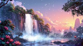 Relaxing Bedtime Music & Waterfall Scene | LoFi Chillhop Fantasy Music & Ambience | Background Music