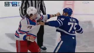 Matt Rempe Fights Ryan Reaves - Rangers vs Maple Leafs (March 2nd, 2024)