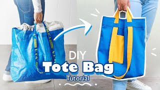 DIY Tote Bag Terinspirasi Dari Tas IKEA 👜✨ - Tutorial Jahit Mudah